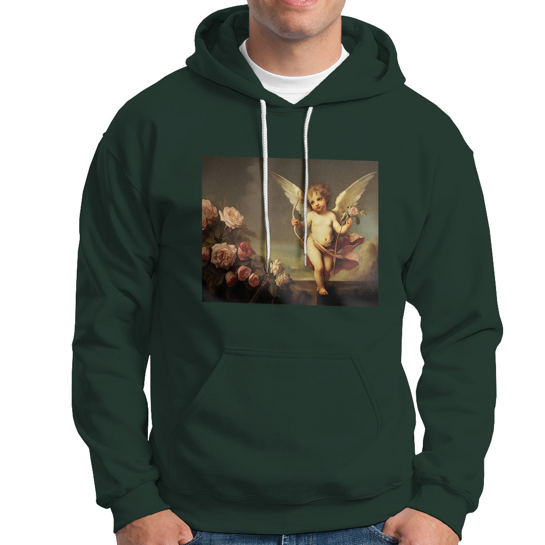 Valentine's Day Hoodie Cupid Cherubs Art Valentine Angel Rose Garden Aesthetic - Wonder Print Shop