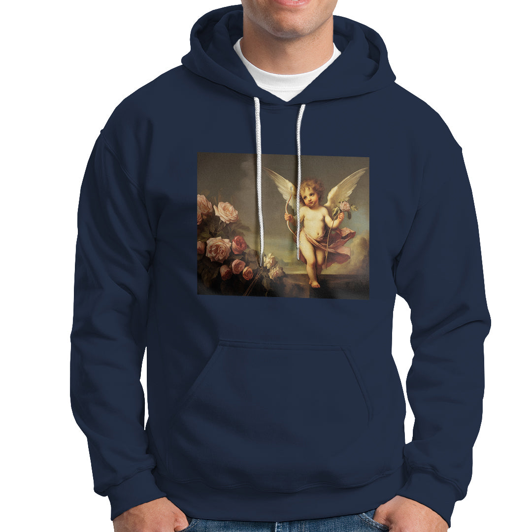 Valentine's Day Hoodie Cupid Cherubs Art Valentine Angel Rose Garden Aesthetic - Wonder Print Shop