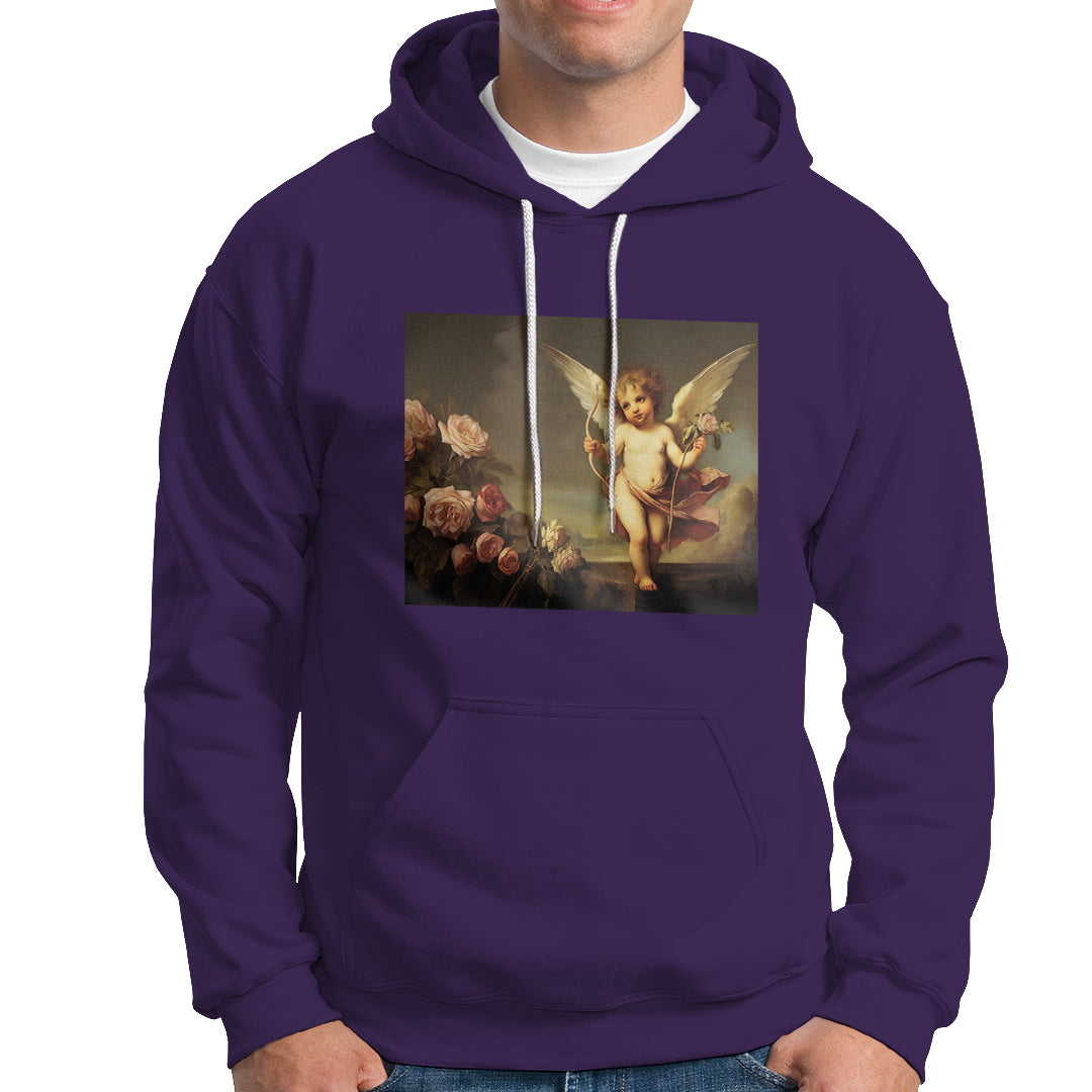 Valentine's Day Hoodie Cupid Cherubs Art Valentine Angel Rose Garden Aesthetic - Wonder Print Shop