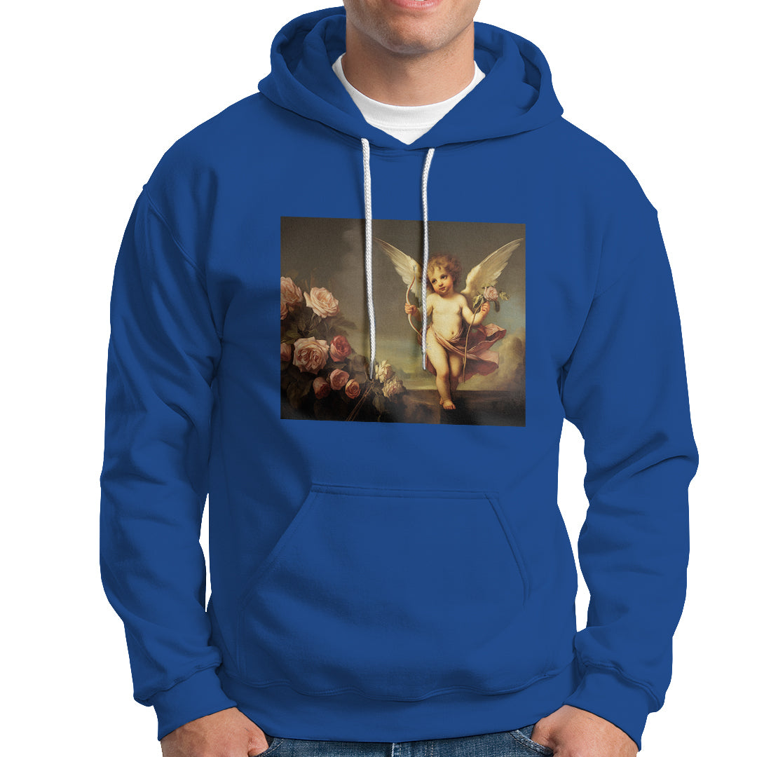 Valentine's Day Hoodie Cupid Cherubs Art Valentine Angel Rose Garden Aesthetic - Wonder Print Shop