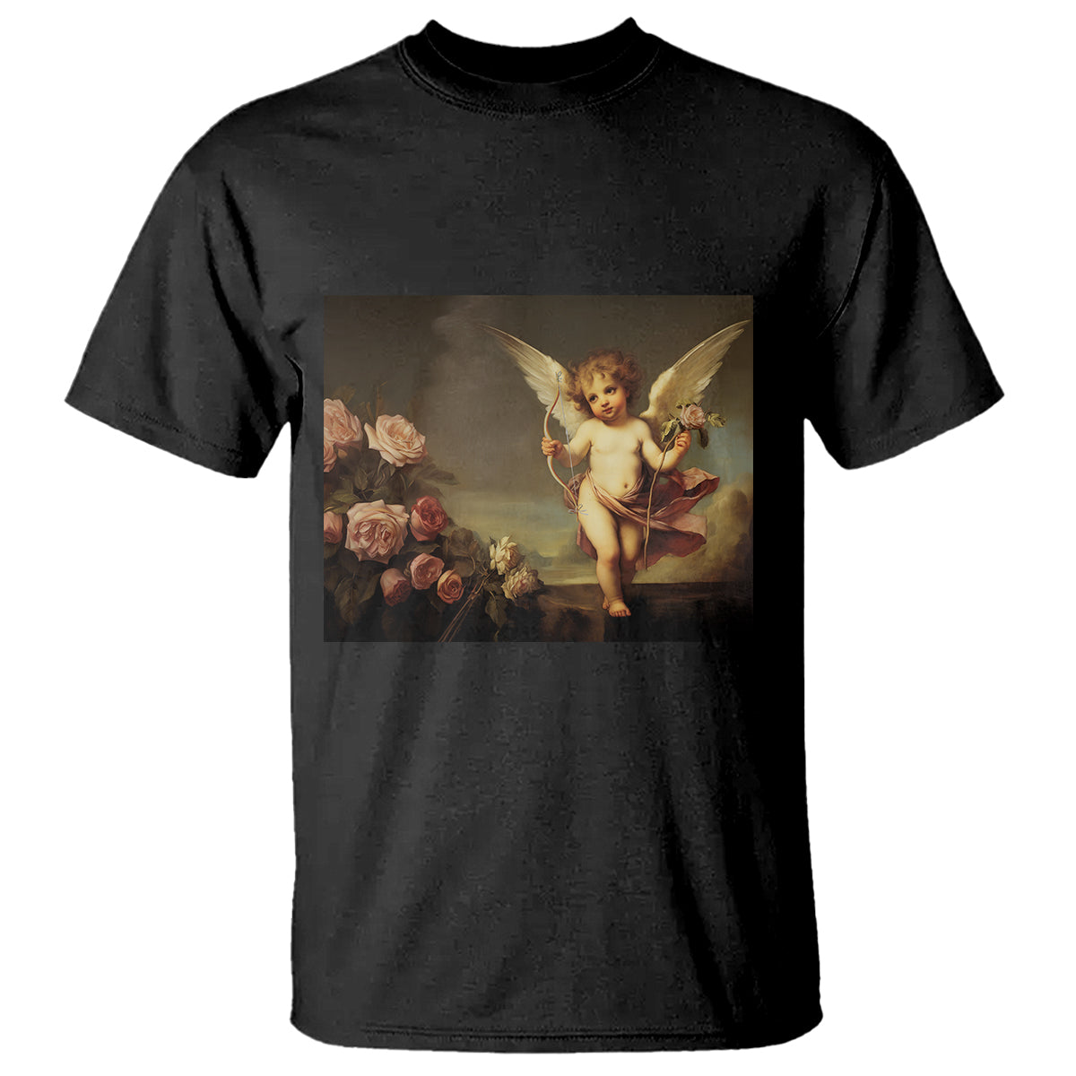 Valentine's Day T Shirt Cupid Cherubs Art Valentine Angel Rose Garden Aesthetic - Wonder Print Shop