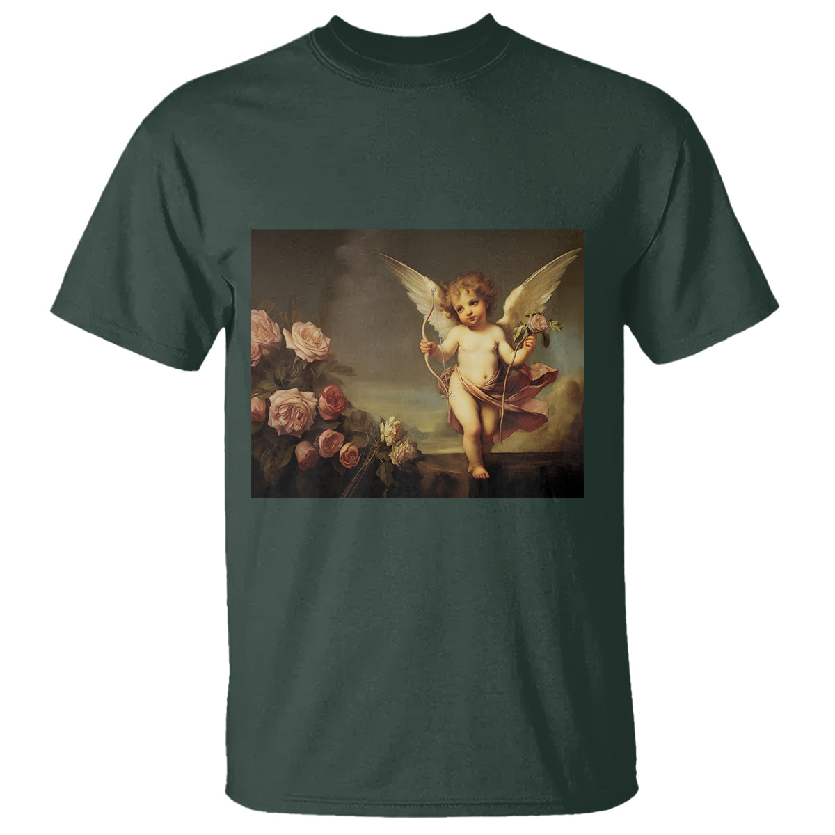 Valentine's Day T Shirt Cupid Cherubs Art Valentine Angel Rose Garden Aesthetic - Wonder Print Shop