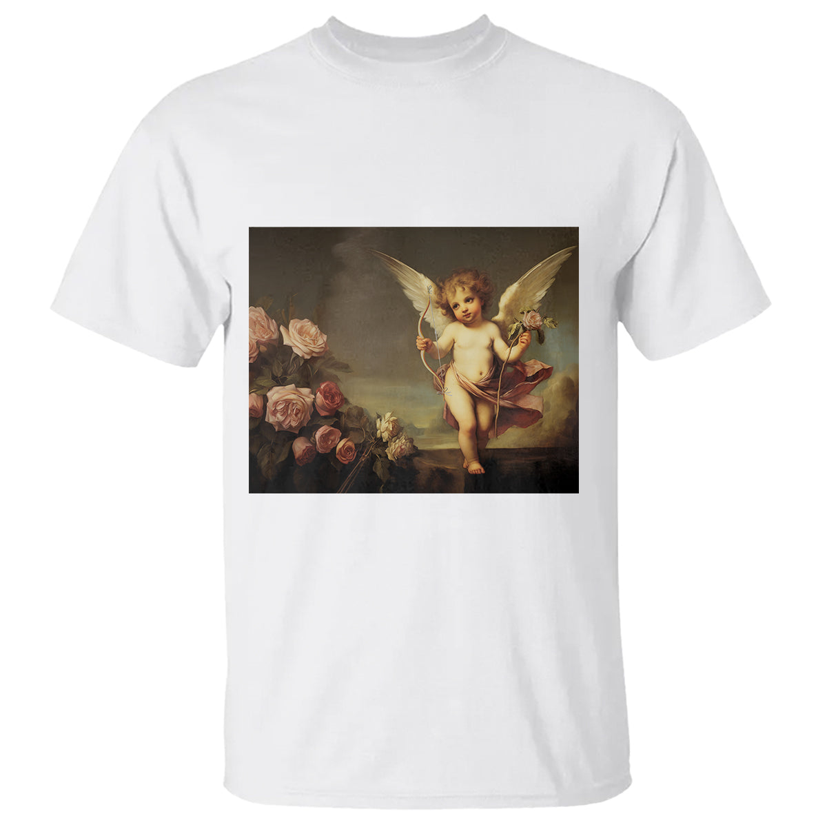 Valentine's Day T Shirt Cupid Cherubs Art Valentine Angel Rose Garden Aesthetic - Wonder Print Shop