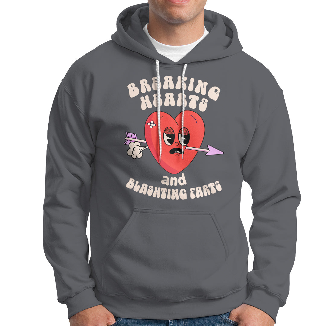 Valentine's Day Hoodie Breaking Hearts And Blasting Farts - Wonder Print Shop
