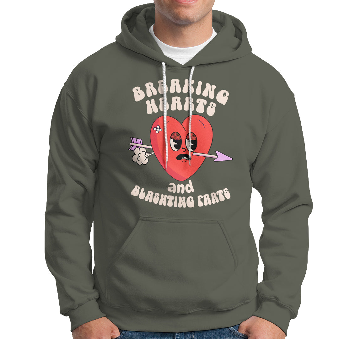Valentine's Day Hoodie Breaking Hearts And Blasting Farts - Wonder Print Shop