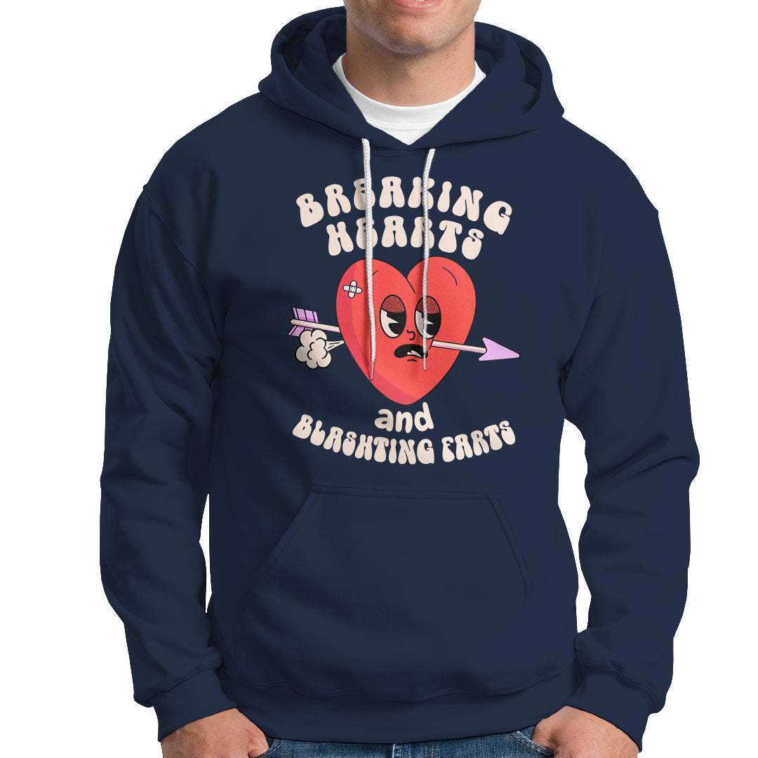 Valentine's Day Hoodie Breaking Hearts And Blasting Farts - Wonder Print Shop