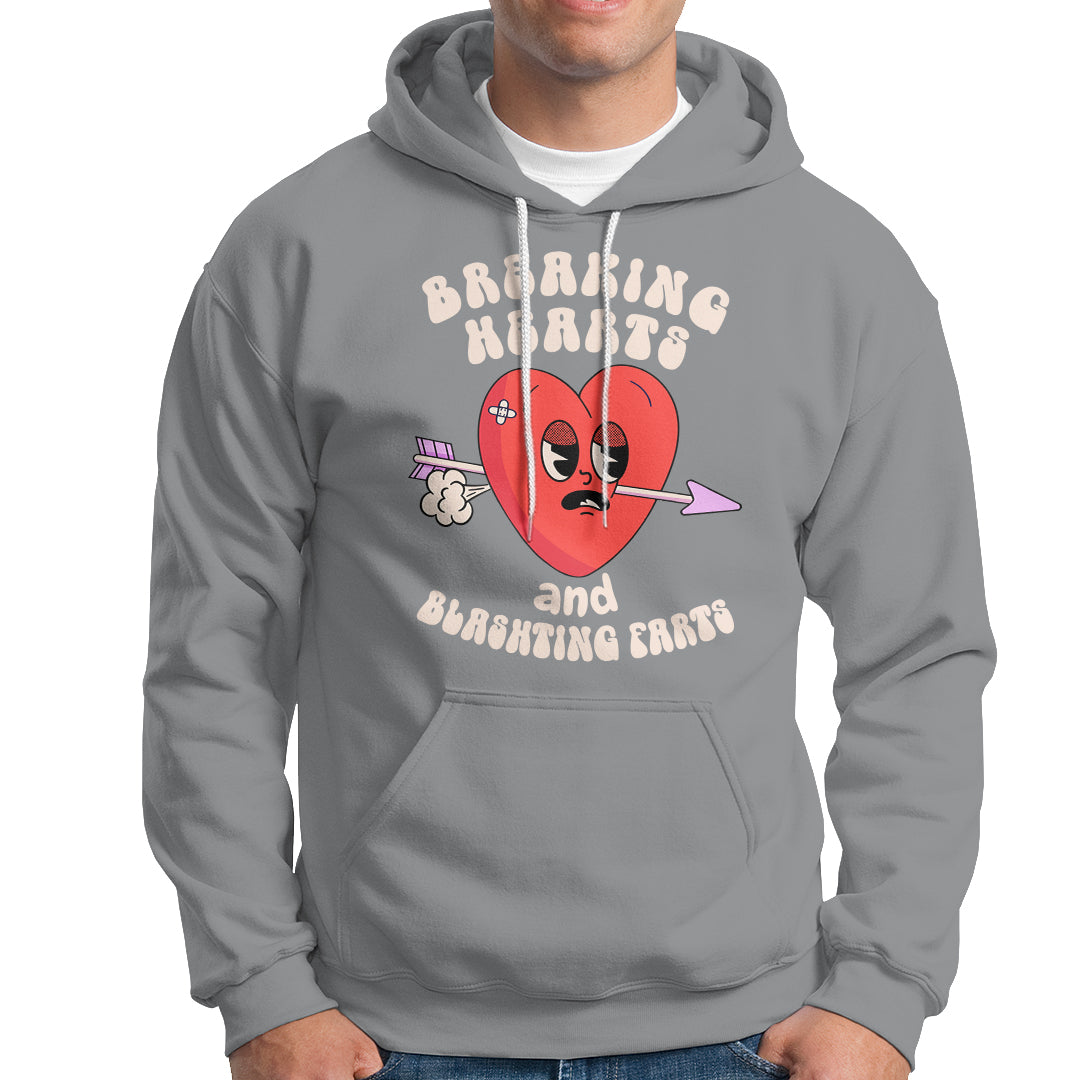 Valentine's Day Hoodie Breaking Hearts And Blasting Farts - Wonder Print Shop