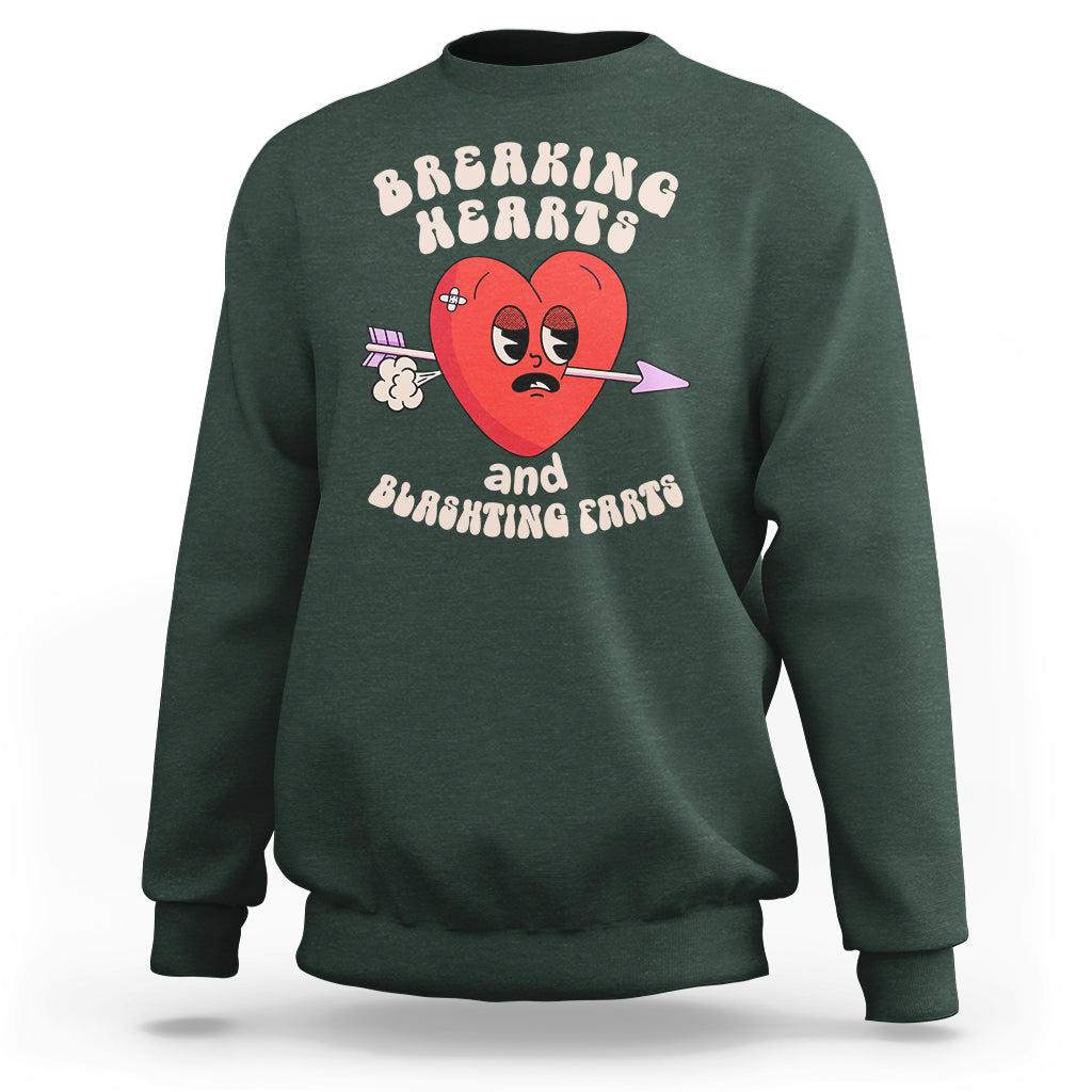 Valentine's Day Sweatshirt Breaking Hearts And Blasting Farts - Wonder Print Shop