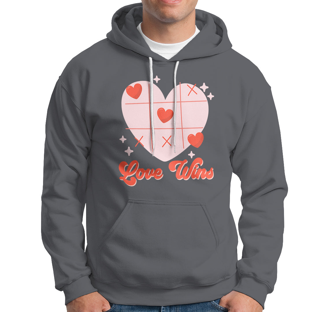 Valentine's Day Hoodie Love Always Wins Funny Heart Tic Tac Toe - Wonder Print Shop