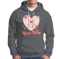 Valentine's Day Hoodie Love Always Wins Funny Heart Tic Tac Toe - Wonder Print Shop