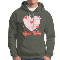 Valentine's Day Hoodie Love Always Wins Funny Heart Tic Tac Toe - Wonder Print Shop