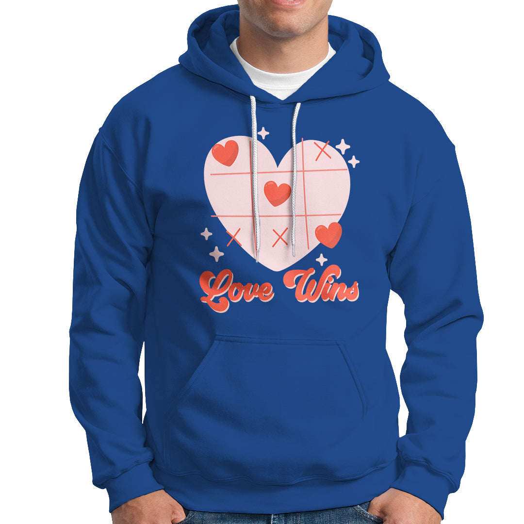 Valentine's Day Hoodie Love Always Wins Funny Heart Tic Tac Toe - Wonder Print Shop