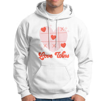 Valentine's Day Hoodie Love Always Wins Funny Heart Tic Tac Toe - Wonder Print Shop