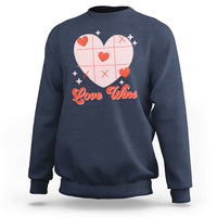 Valentine's Day Sweatshirt Love Always Wins Funny Heart Tic Tac Toe - Wonder Print Shop