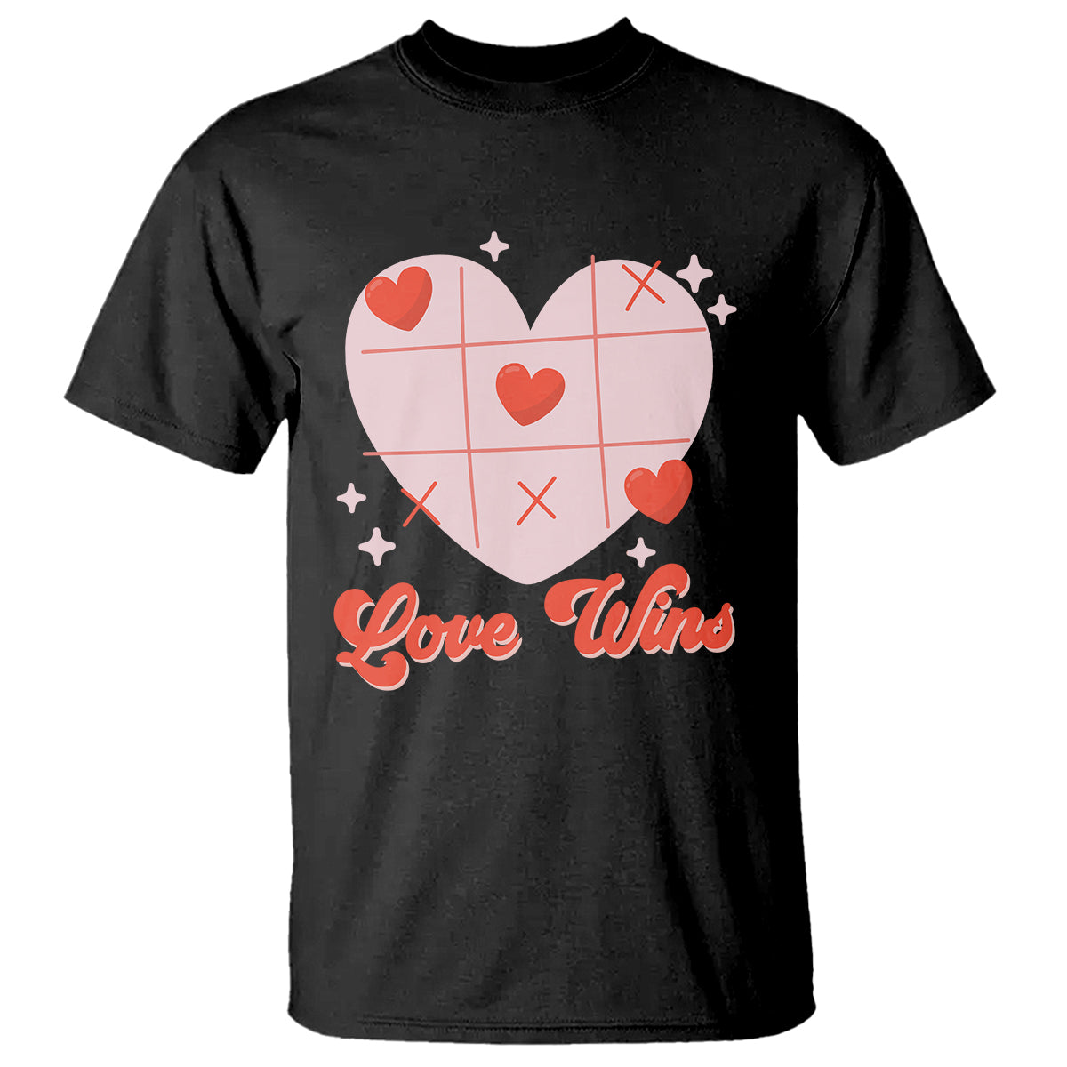 Valentine's Day T Shirt Love Always Wins Funny Heart Tic Tac Toe - Wonder Print Shop