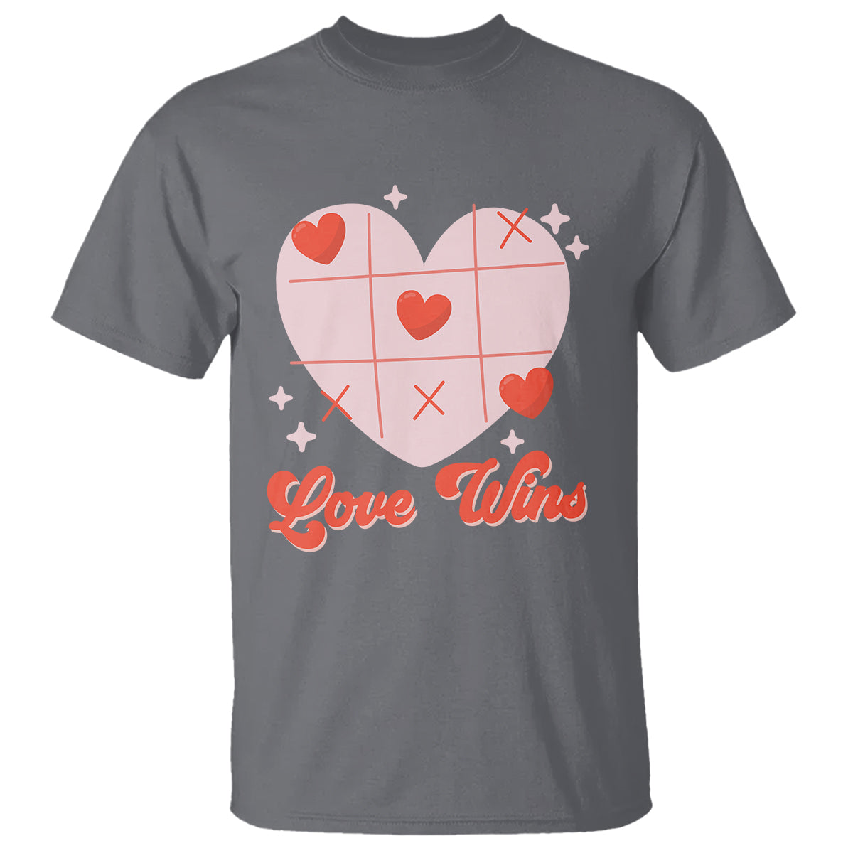 Valentine's Day T Shirt Love Always Wins Funny Heart Tic Tac Toe - Wonder Print Shop
