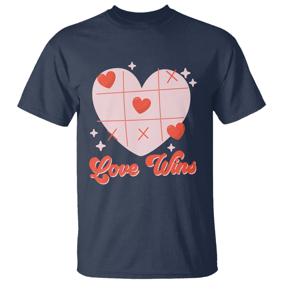 Valentine's Day T Shirt Love Always Wins Funny Heart Tic Tac Toe - Wonder Print Shop