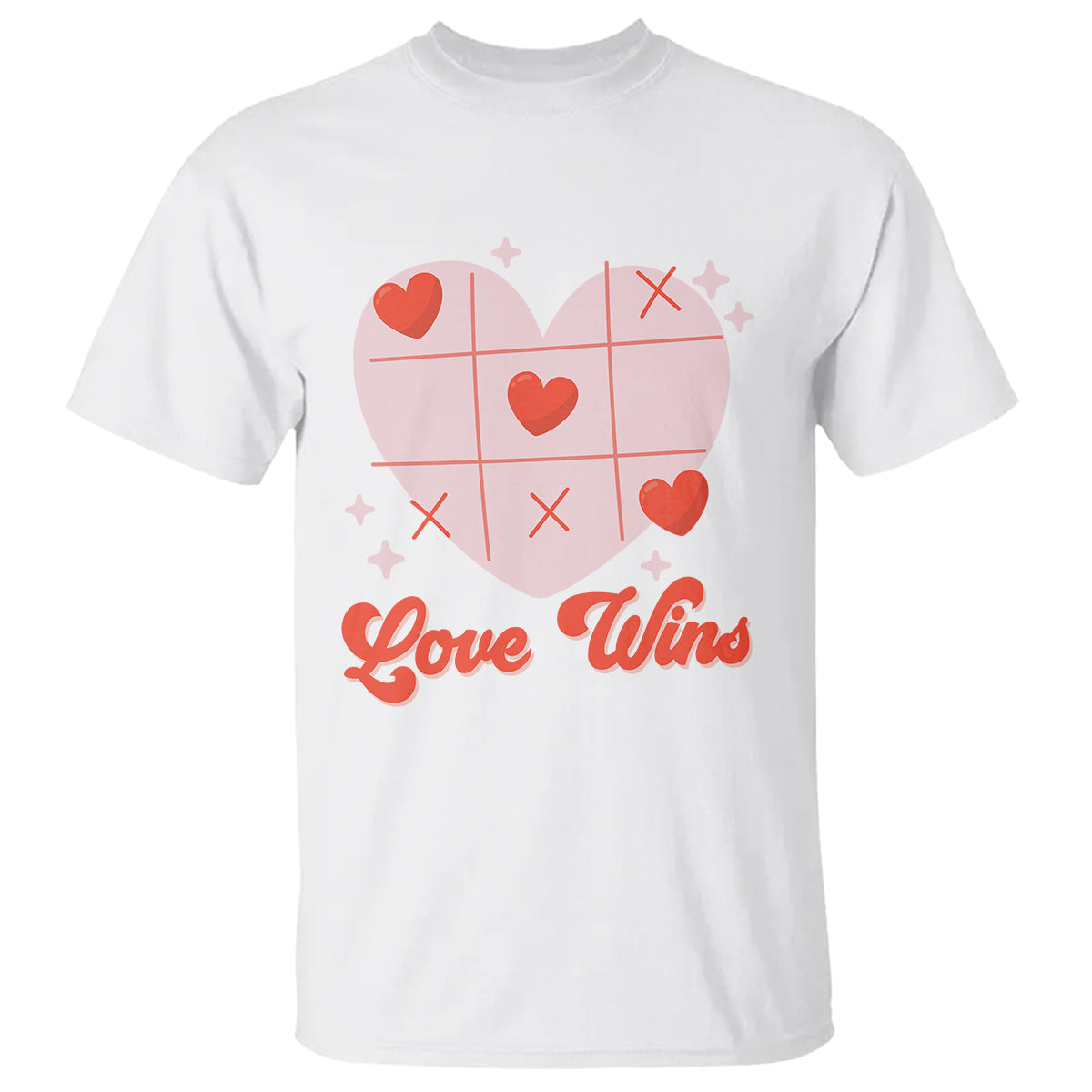 Valentine's Day T Shirt Love Always Wins Funny Heart Tic Tac Toe - Wonder Print Shop