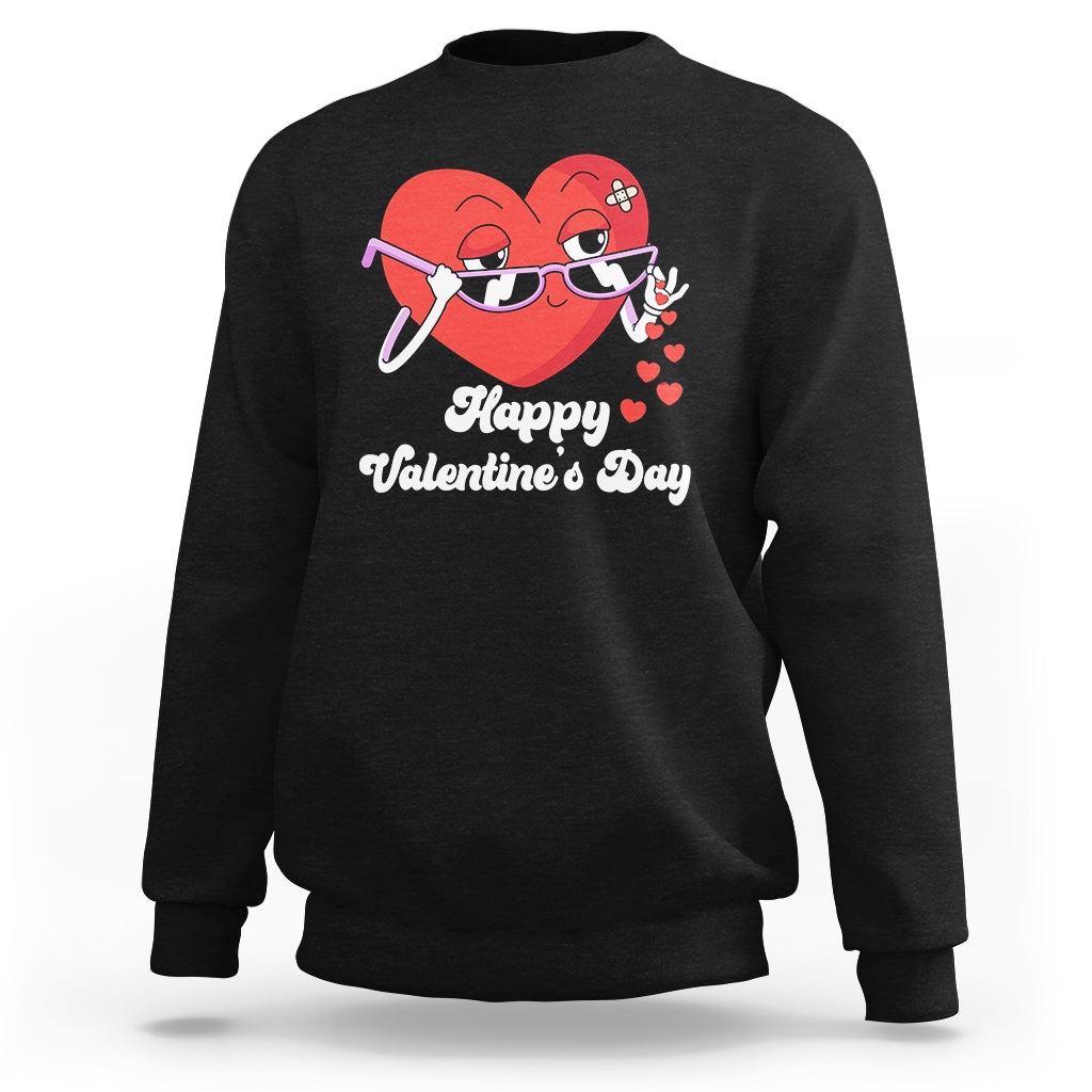 Happy Valentine's Day Cute Heart Bae Funny Salting Hearts Sweatshirt - Wonder Print Shop
