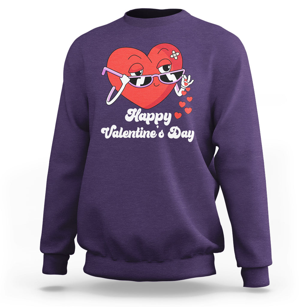 Happy Valentine's Day Cute Heart Bae Funny Salting Hearts Sweatshirt - Wonder Print Shop
