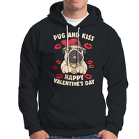 Pug And Kiss Happy Valentine's Day Funny Pet Lover Hoodie - Wonder Print Shop