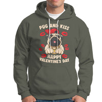 Pug And Kiss Happy Valentine's Day Funny Pet Lover Hoodie - Wonder Print Shop