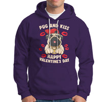 Pug And Kiss Happy Valentine's Day Funny Pet Lover Hoodie - Wonder Print Shop