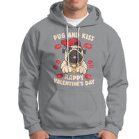 Pug And Kiss Happy Valentine's Day Funny Pet Lover Hoodie - Wonder Print Shop