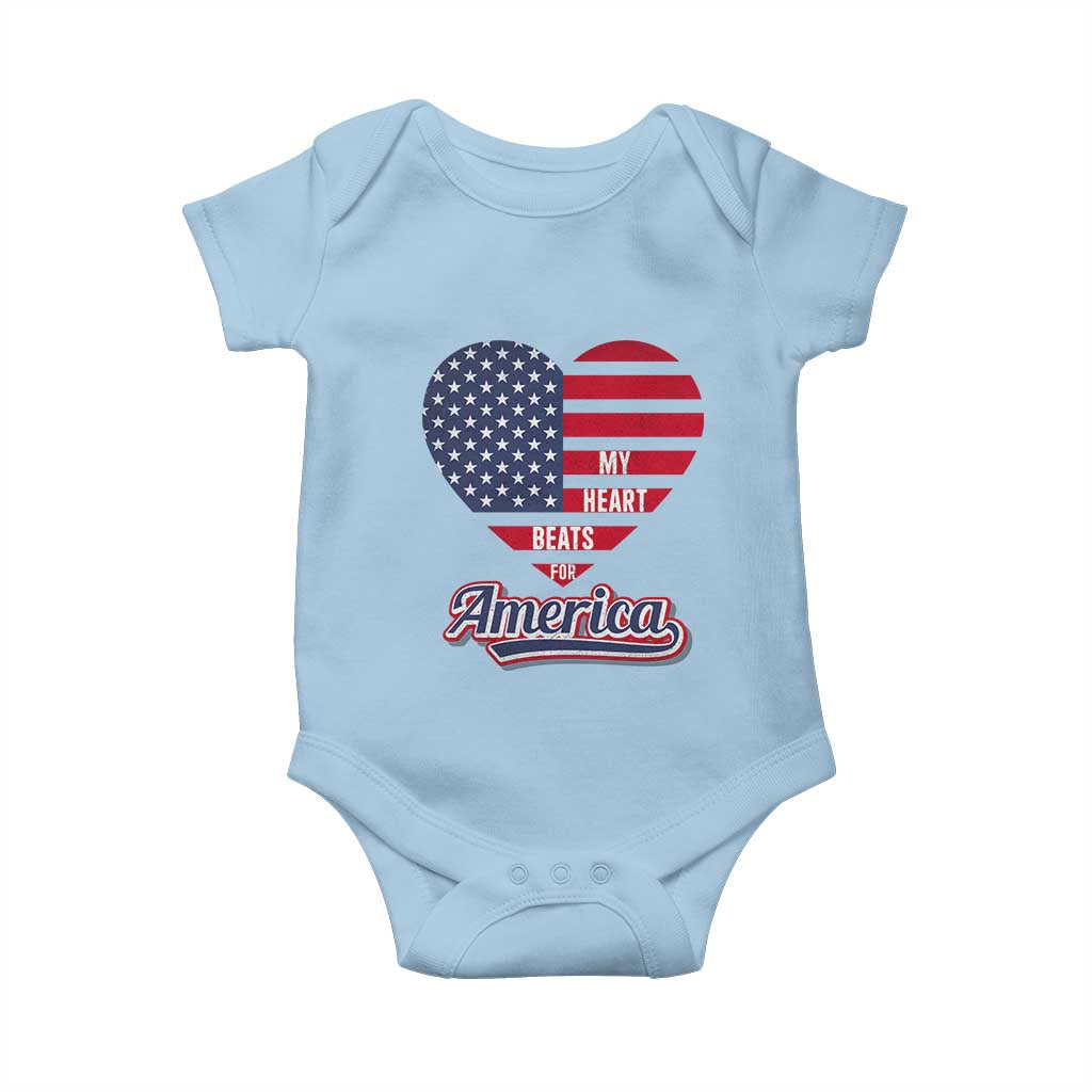 Patriotic Baby Onesie My Heart Beats For America Valentine's Day
