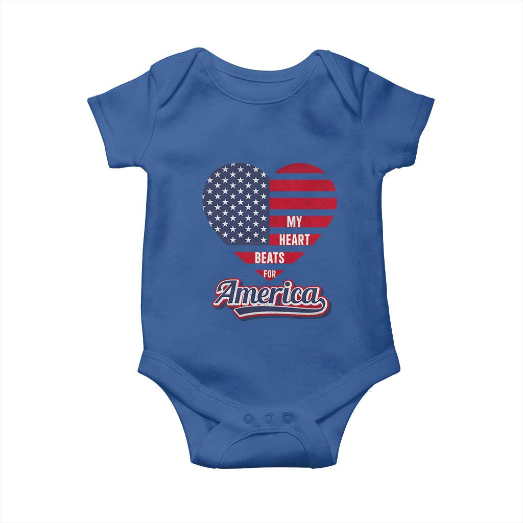 Patriotic Baby Onesie My Heart Beats For America Valentine's Day