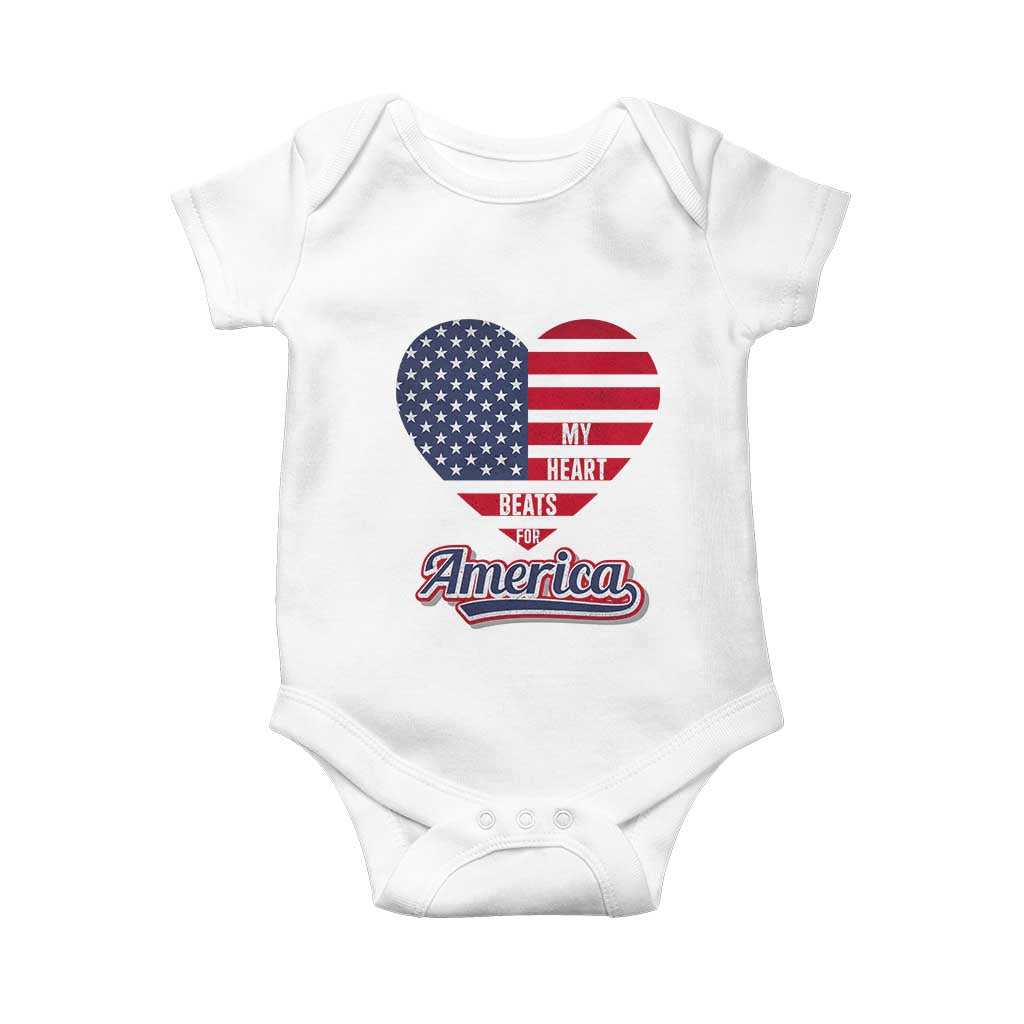 Patriotic Baby Onesie My Heart Beats For America Valentine's Day