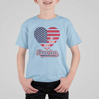 Patriotic T Shirt For Kid My Heart Beats For America Valentine's Day