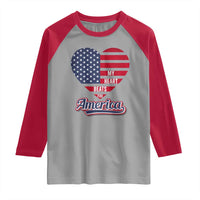 Patriotic Raglan Shirt My Heart Beats For America Valentine's Day