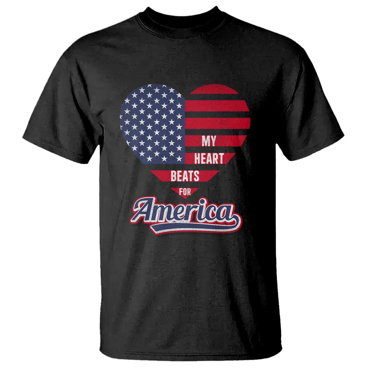 Patriotic T Shirt My Heart Beats For America Valentine's Day