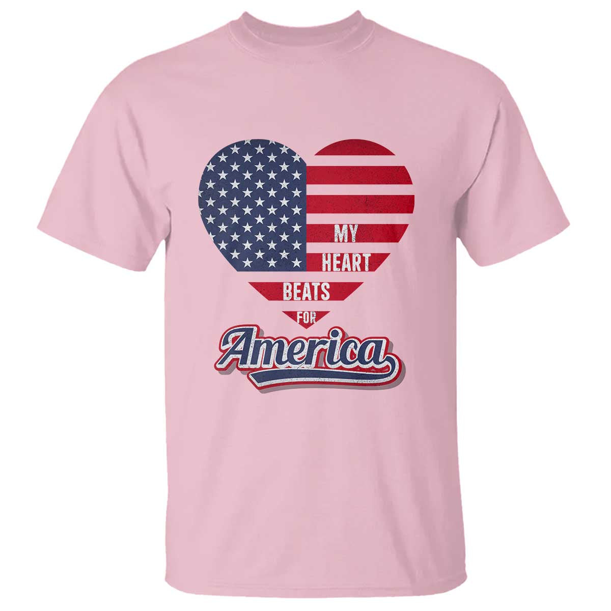 Patriotic T Shirt My Heart Beats For America Valentine's Day