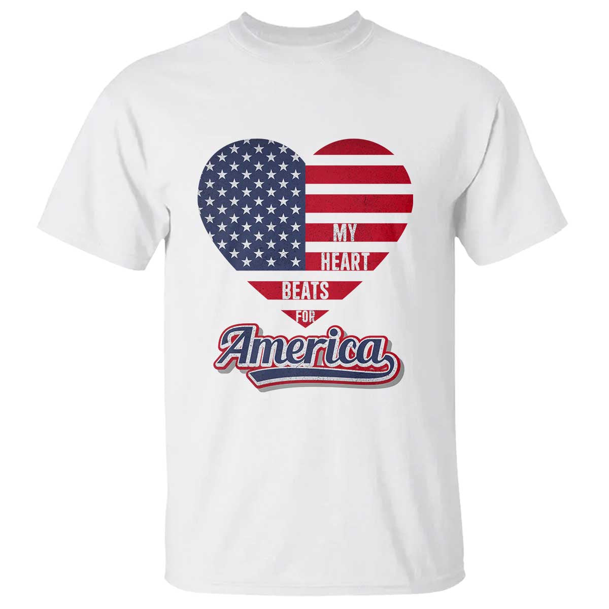 Patriotic T Shirt My Heart Beats For America Valentine's Day