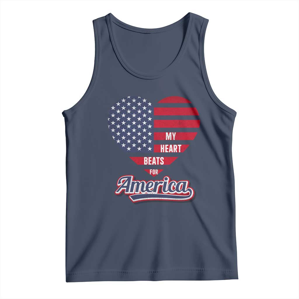 Patriotic Tank Top My Heart Beats For America Valentine's Day