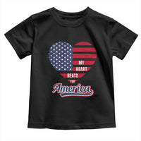 Patriotic Toddler T Shirt My Heart Beats For America Valentine's Day