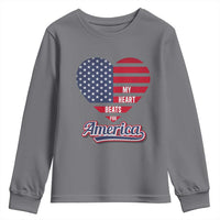 Patriotic Youth Sweatshirt My Heart Beats For America Valentine's Day