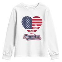 Patriotic Youth Sweatshirt My Heart Beats For America Valentine's Day