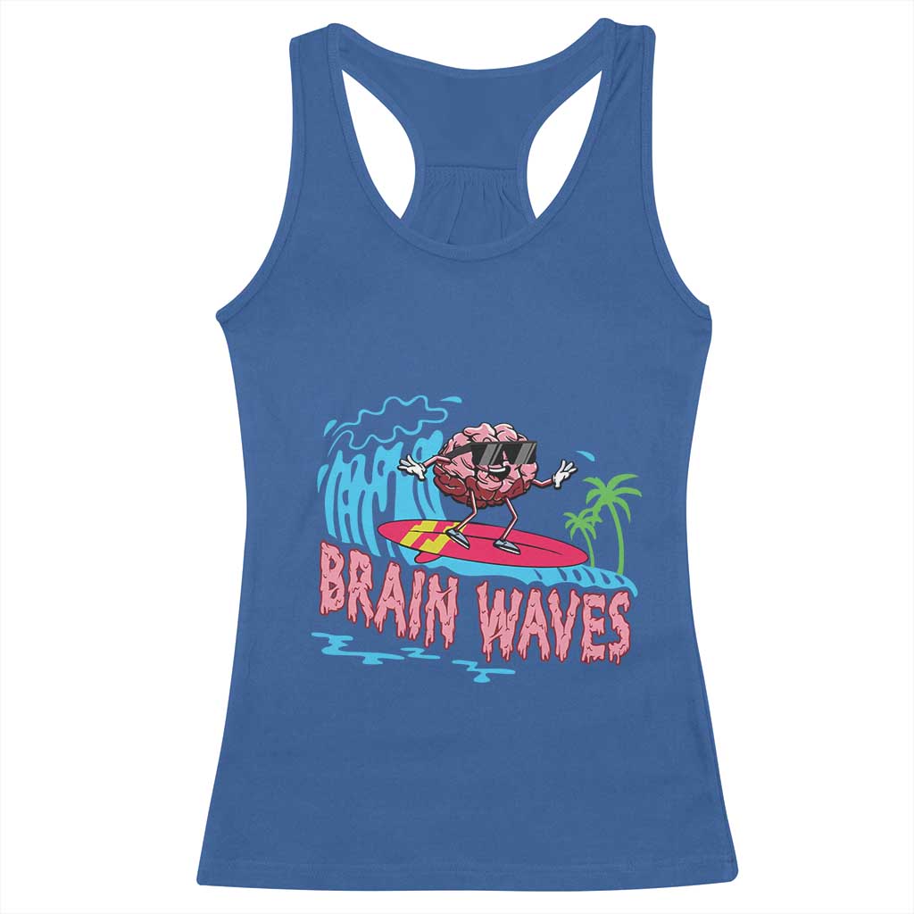 Funny Brain Waves Neuroscience Racerback Tank Top