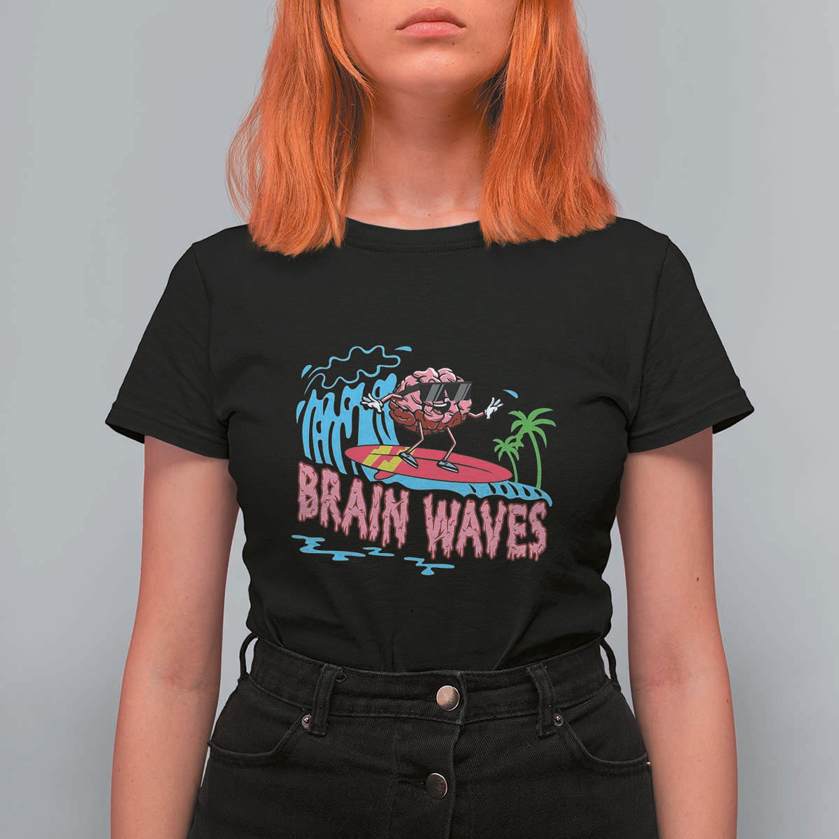 Funny Brain Waves Neuroscience T Shirt For Women