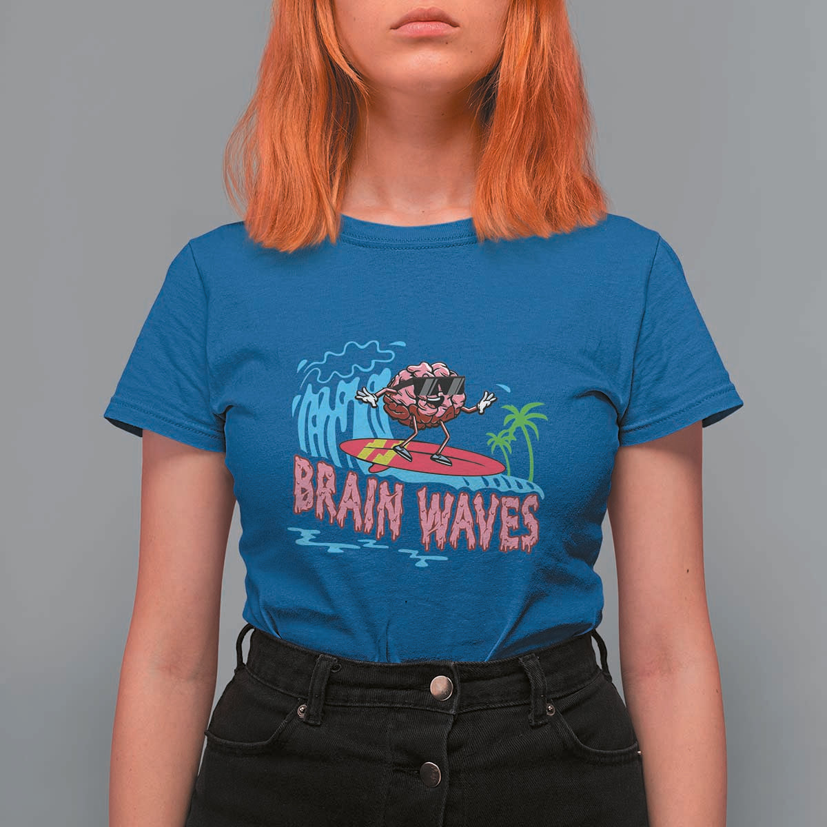 Funny Brain Waves Neuroscience T Shirt For Women