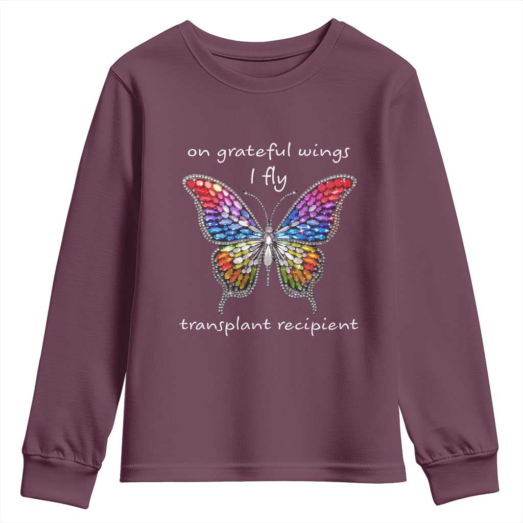 Transplant Recipient Youth Sweatshirt On Grateful Wings I Fly