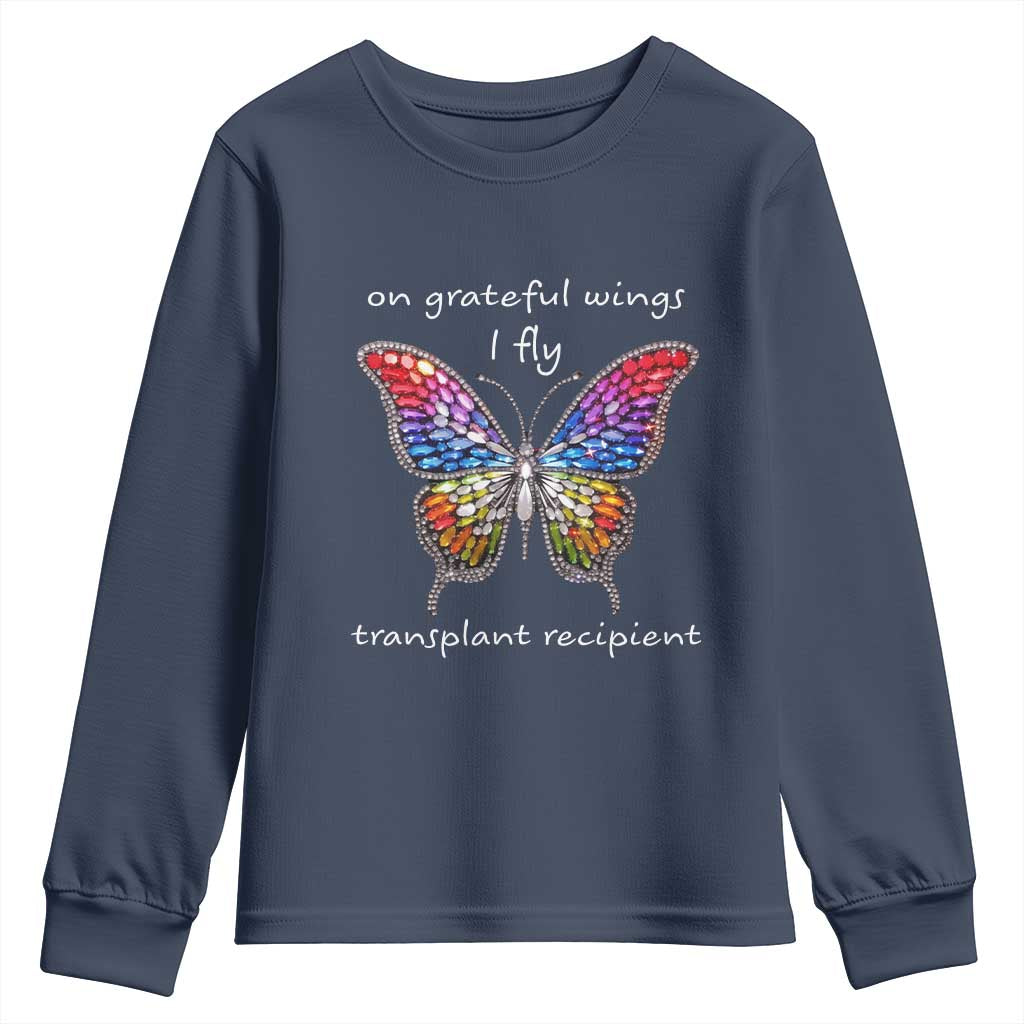 Transplant Recipient Youth Sweatshirt On Grateful Wings I Fly