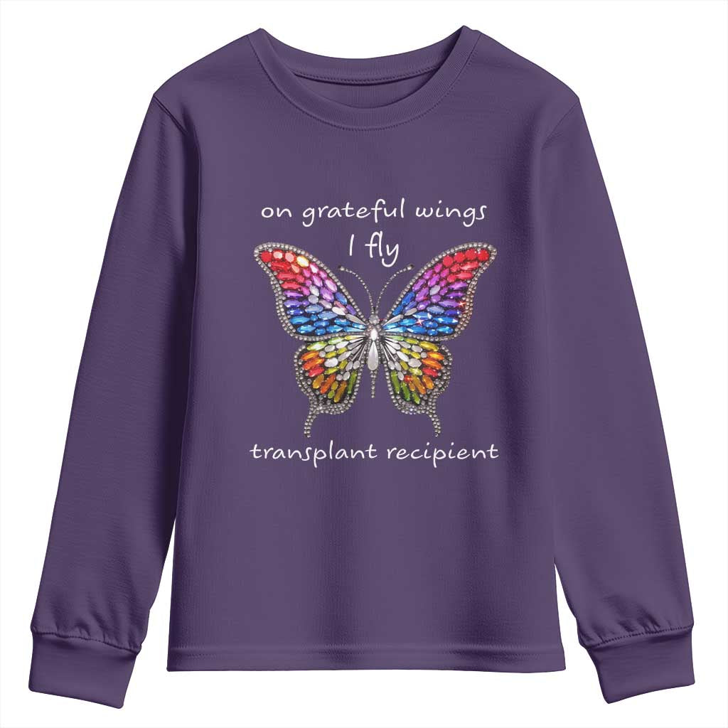 Transplant Recipient Youth Sweatshirt On Grateful Wings I Fly