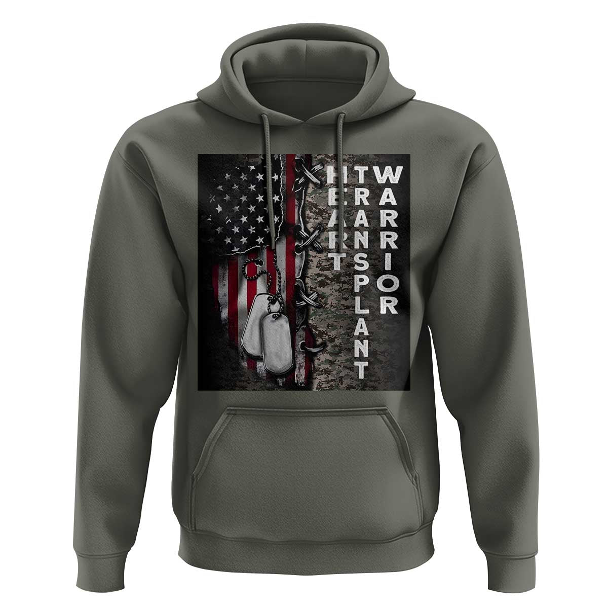 Heart Transplant Warrior Hoodie Surgery Survivor American Flag