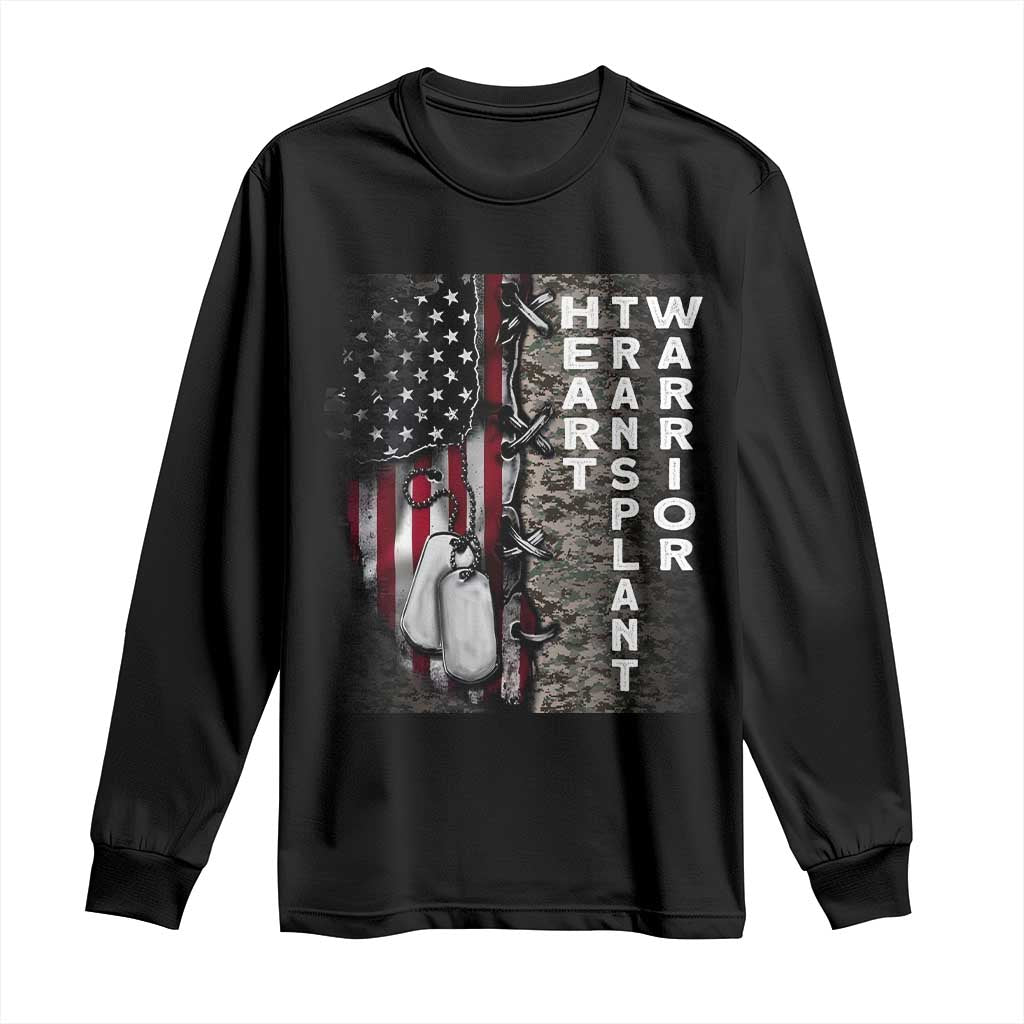 Heart Transplant Warrior Long Sleeve Shirt Surgery Survivor American Flag