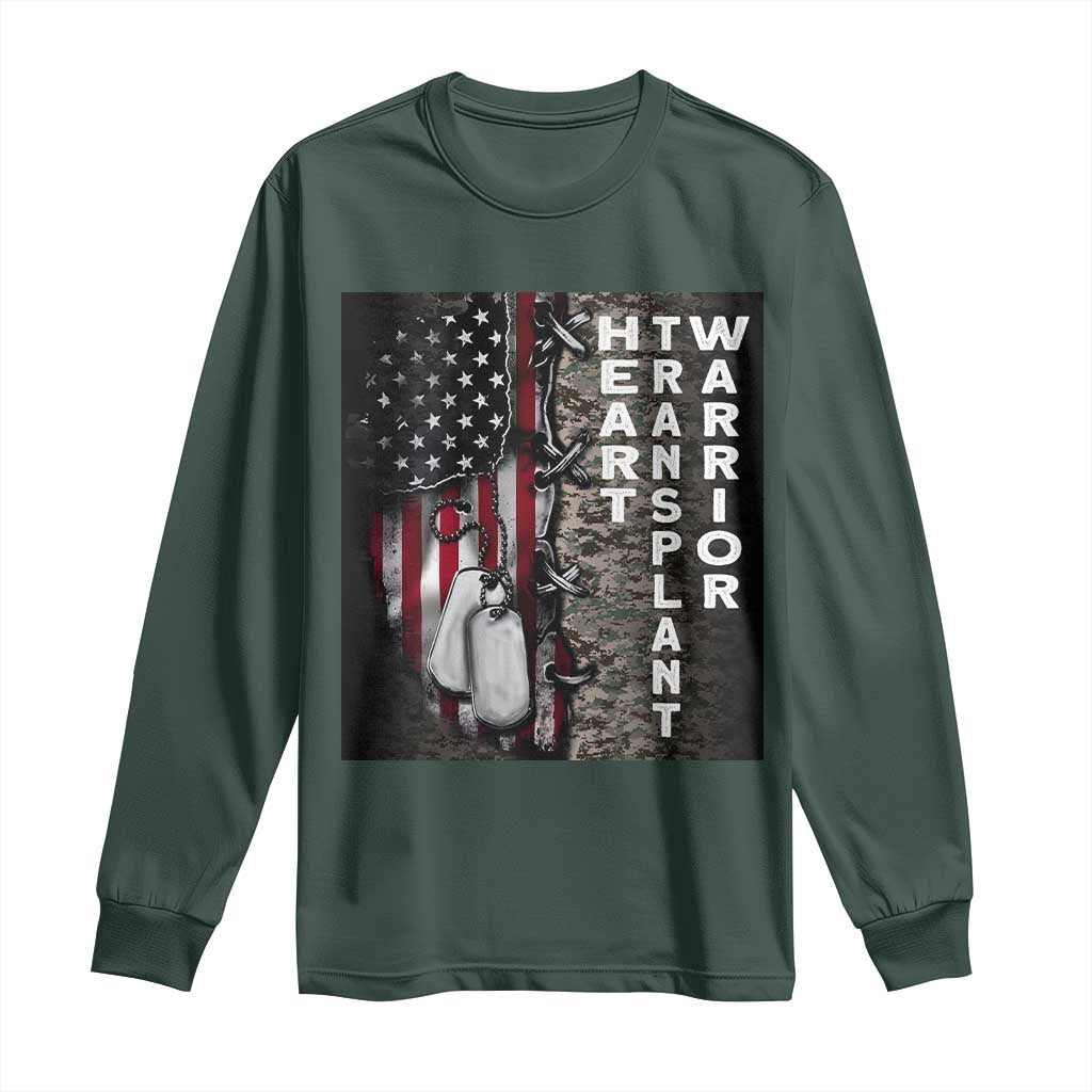 Heart Transplant Warrior Long Sleeve Shirt Surgery Survivor American Flag