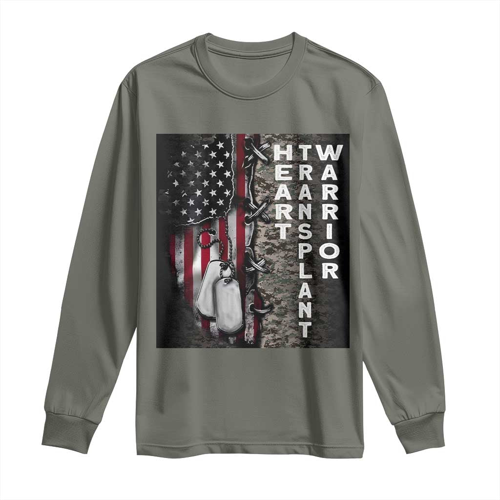 Heart Transplant Warrior Long Sleeve Shirt Surgery Survivor American Flag